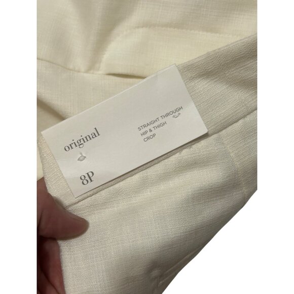NWT Loft Women Original Fit Crop Pants 8P Straight Through Hip Off-White 1797 - Picture 4 of 6